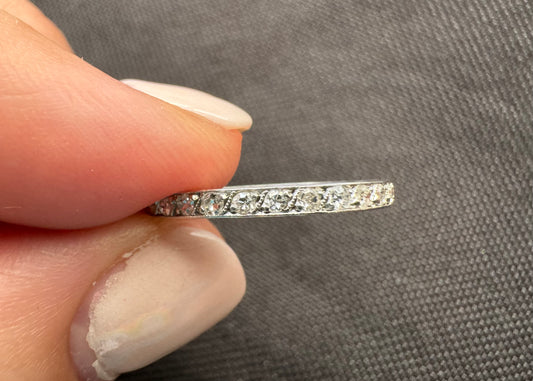 Art Deco Platinum Engraved Diamond Ring