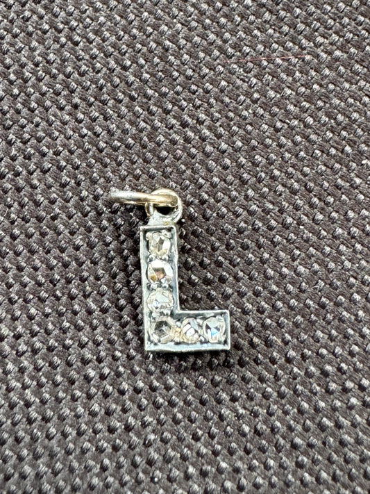 18k and Sterling Diamond L Charm