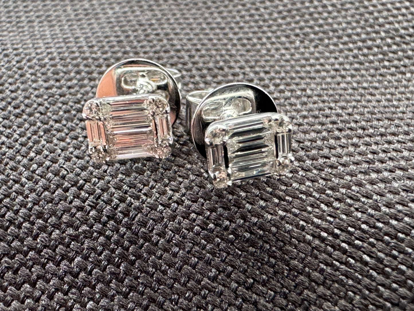 Rectangular Shaped Diamond Stud Earrings