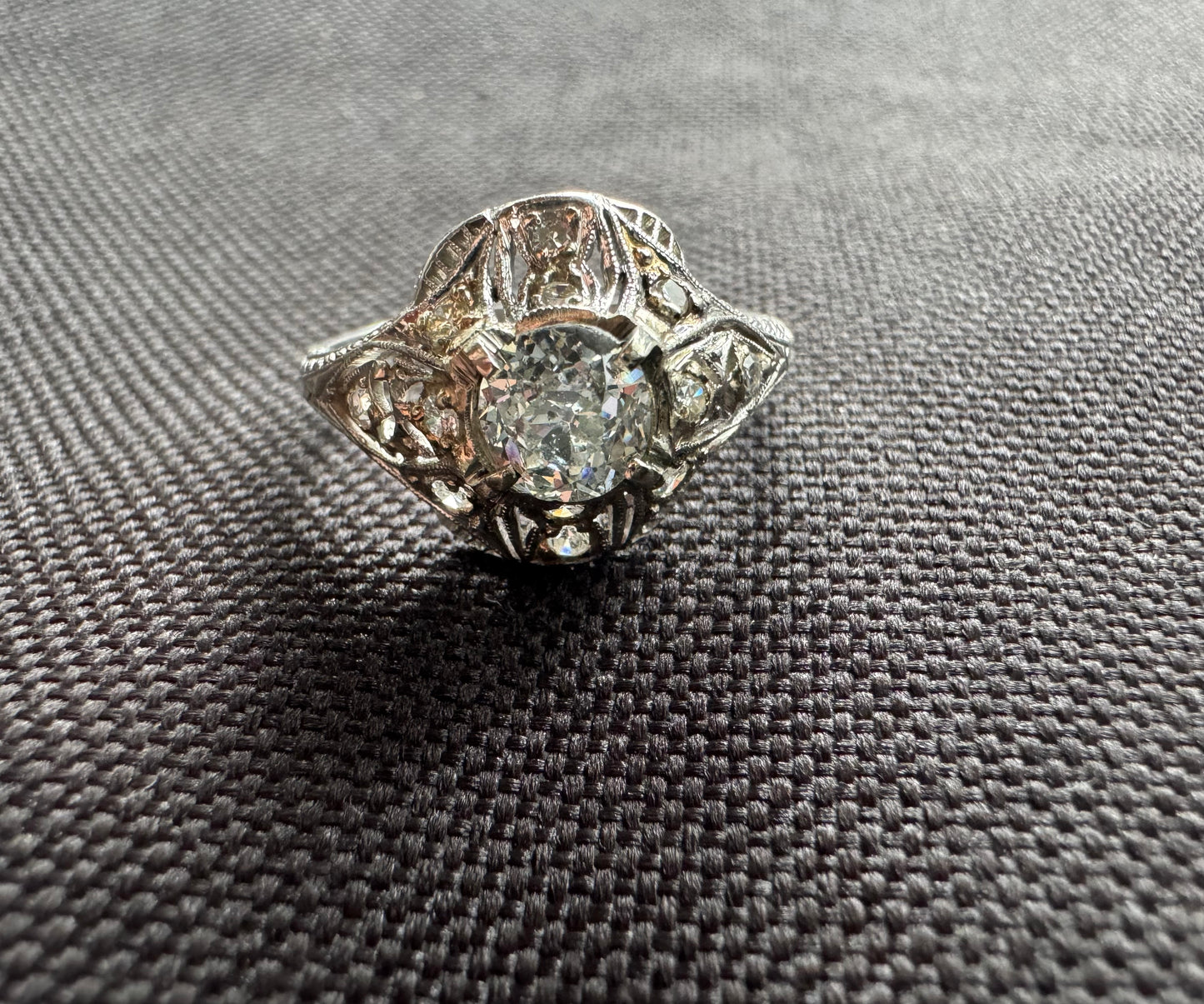 1920s French Platinum Diamond Ring