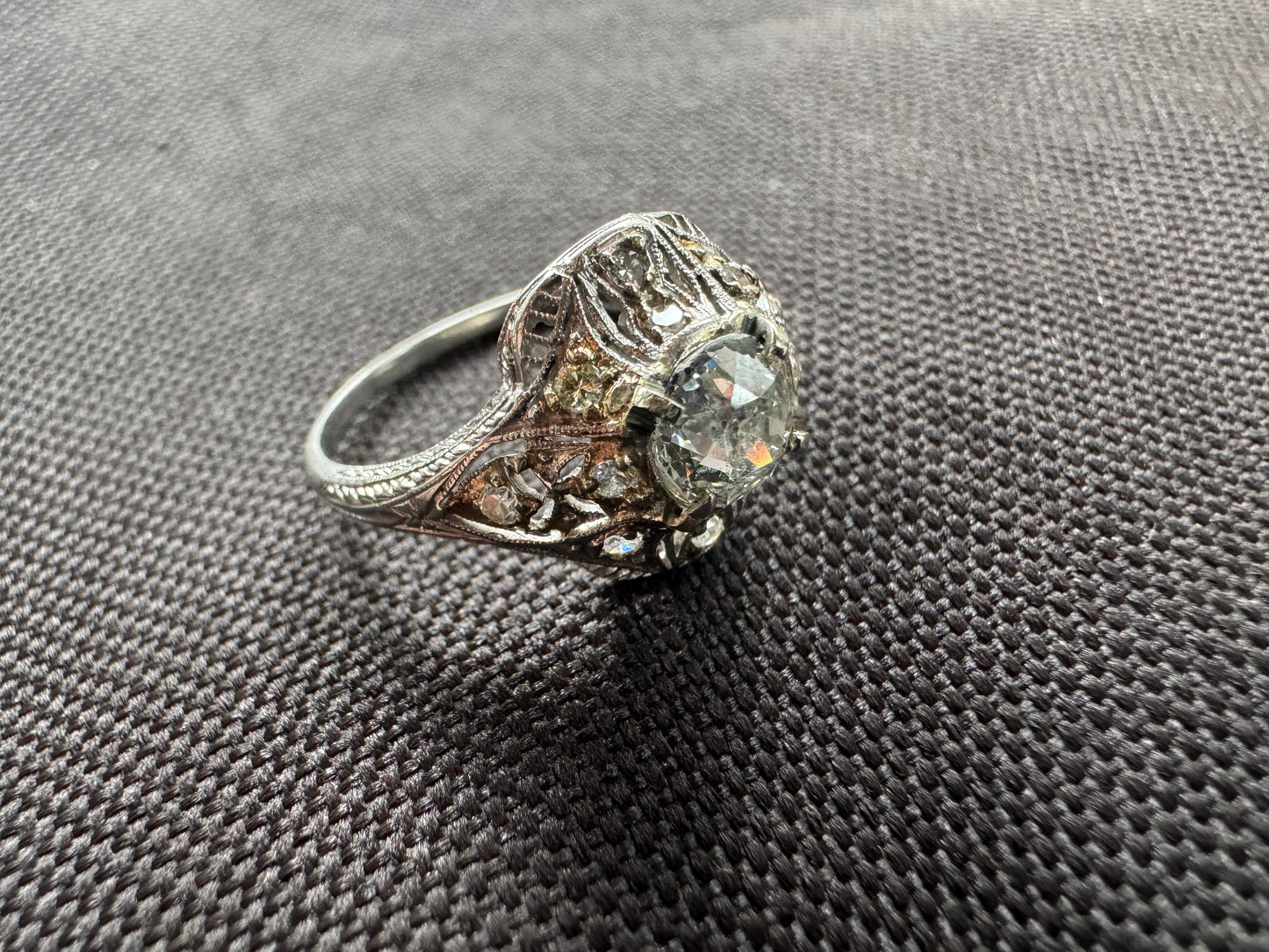 1920s French Platinum Diamond Ring