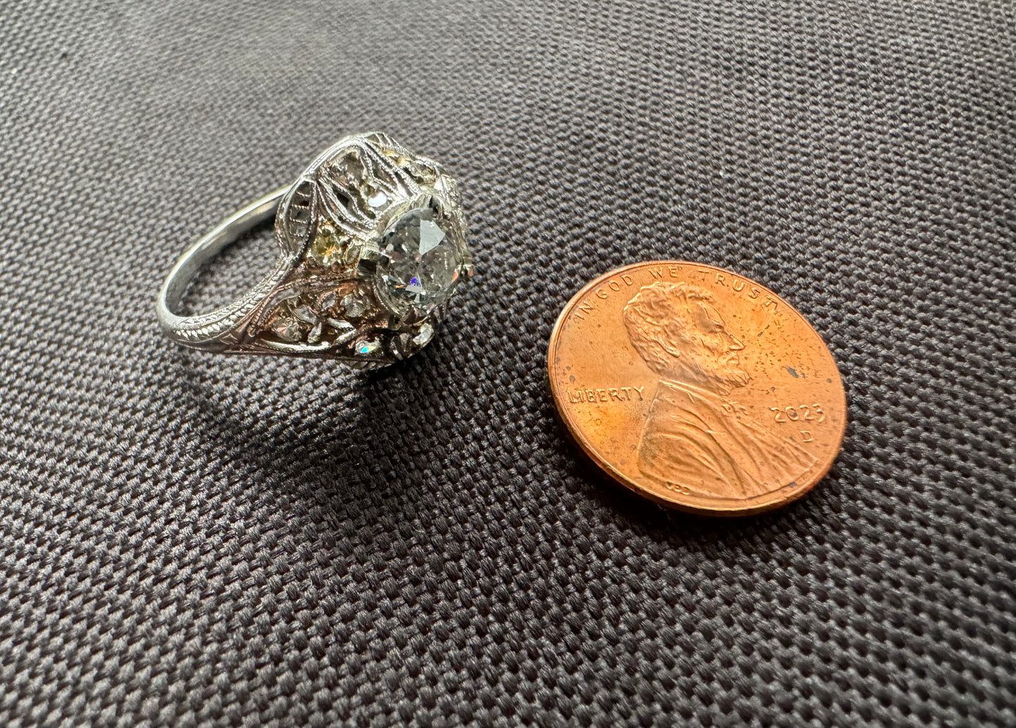 1920s French Platinum Diamond Ring