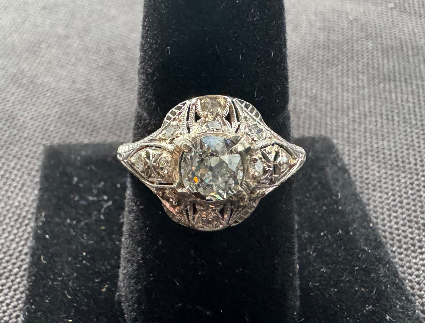 1920s French Platinum Diamond Ring