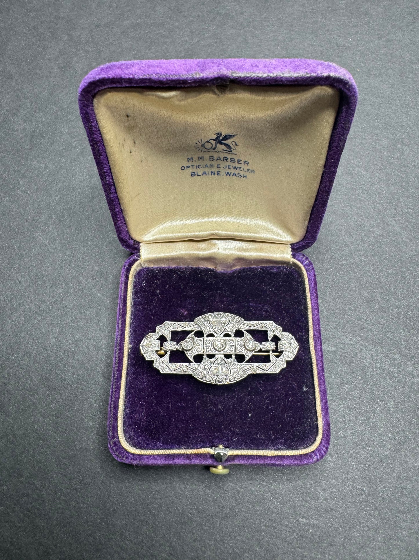 Platinum and 18K OEC Diamond Brooch