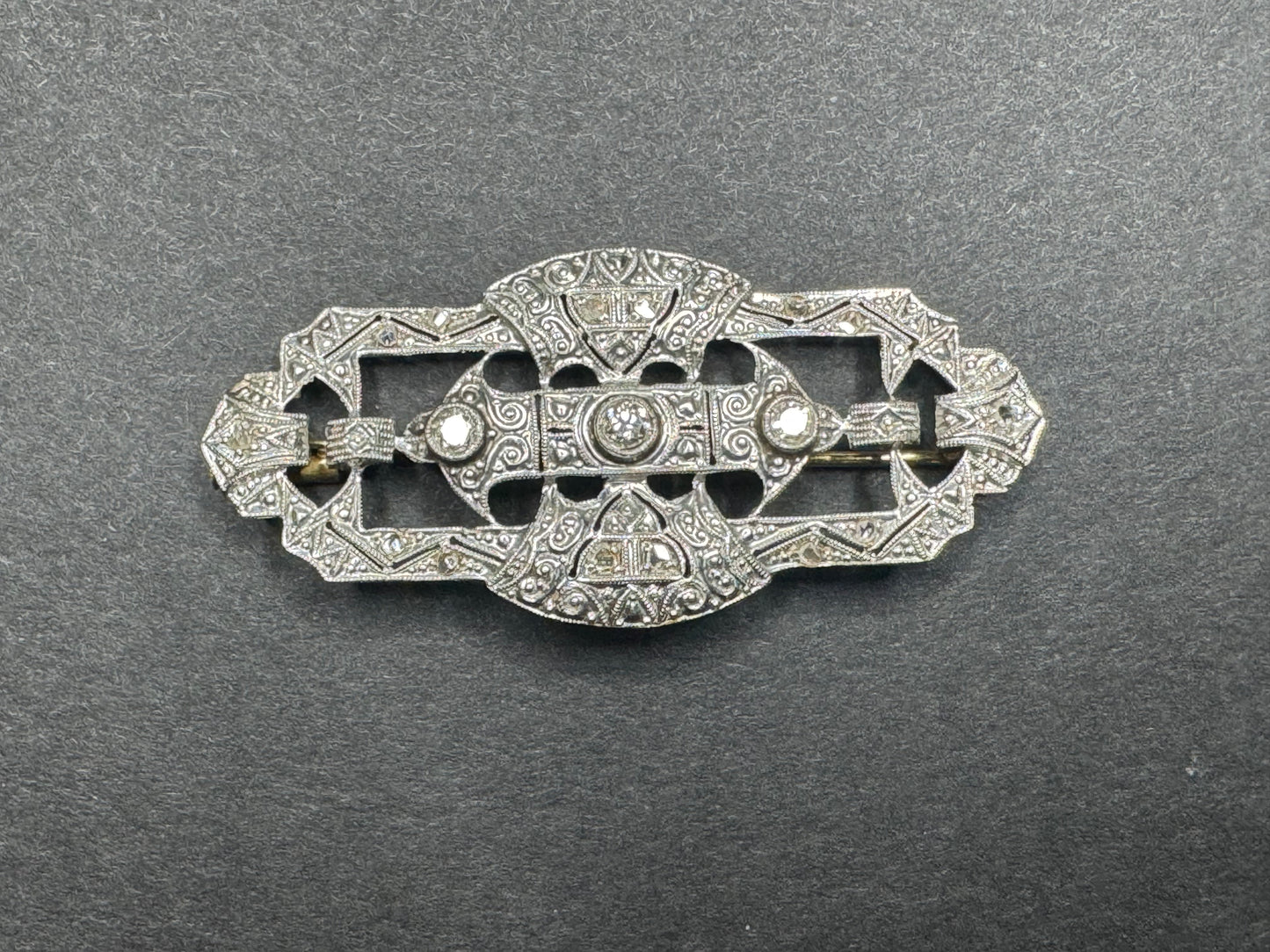 Platinum and 18K OEC Diamond Brooch