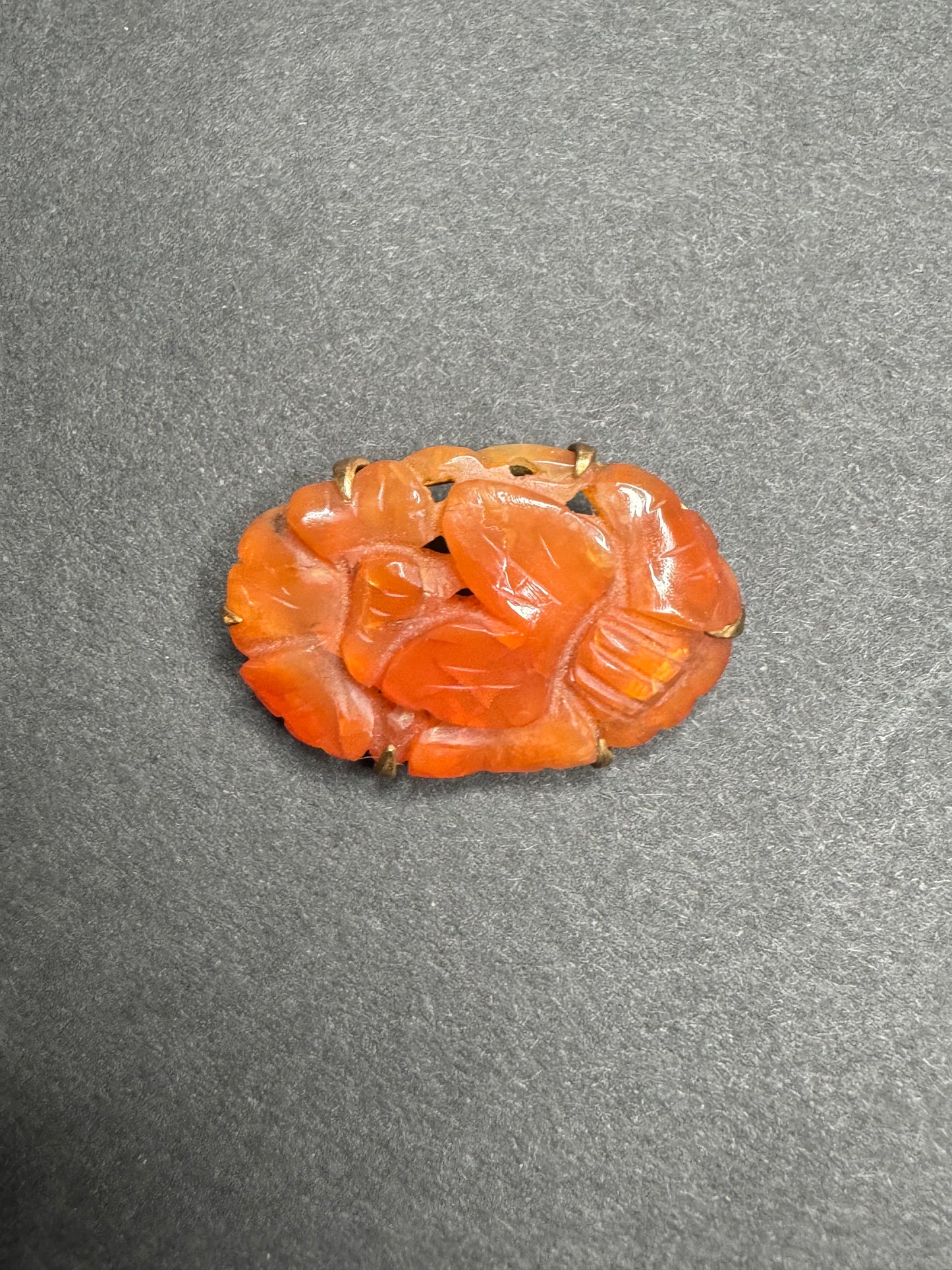 14k Carved Carnelian Brooch