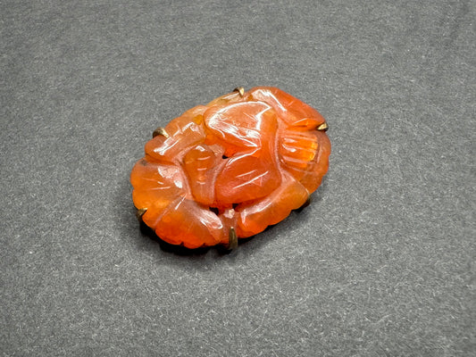 14k Carved Carnelian Brooch