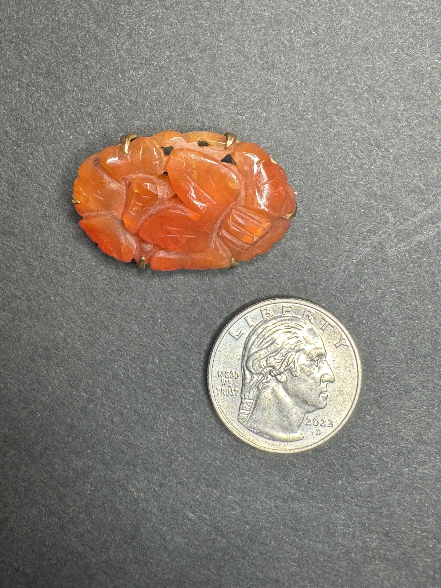 14k Carved Carnelian Brooch