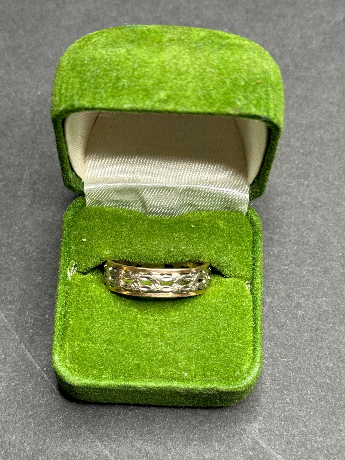 14k and Platinum 1950s Open Work Band