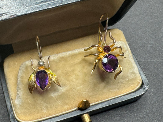 15k Amethyst Bug Earrings