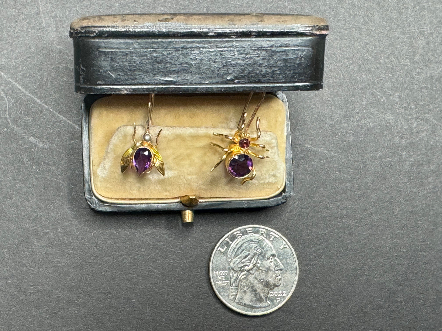 15k Amethyst Bug Earrings