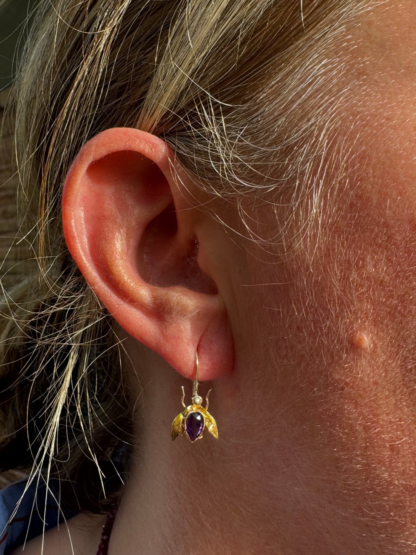 15k Amethyst Bug Earrings