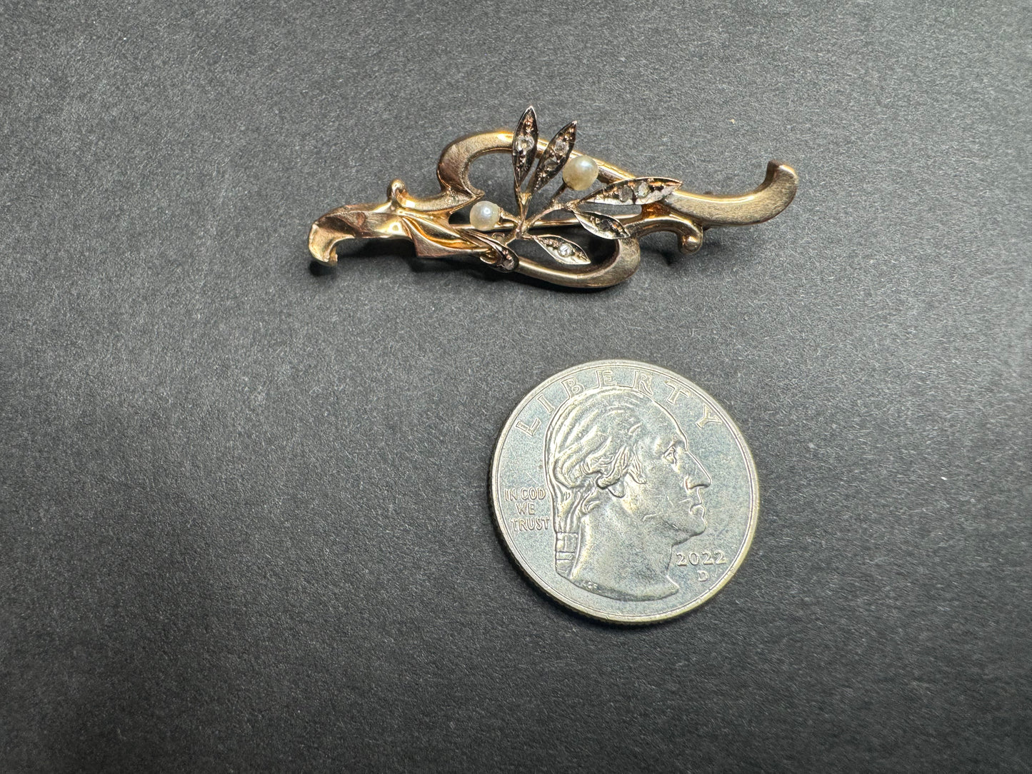 Art Nouveau Brooch with Seed Pearls