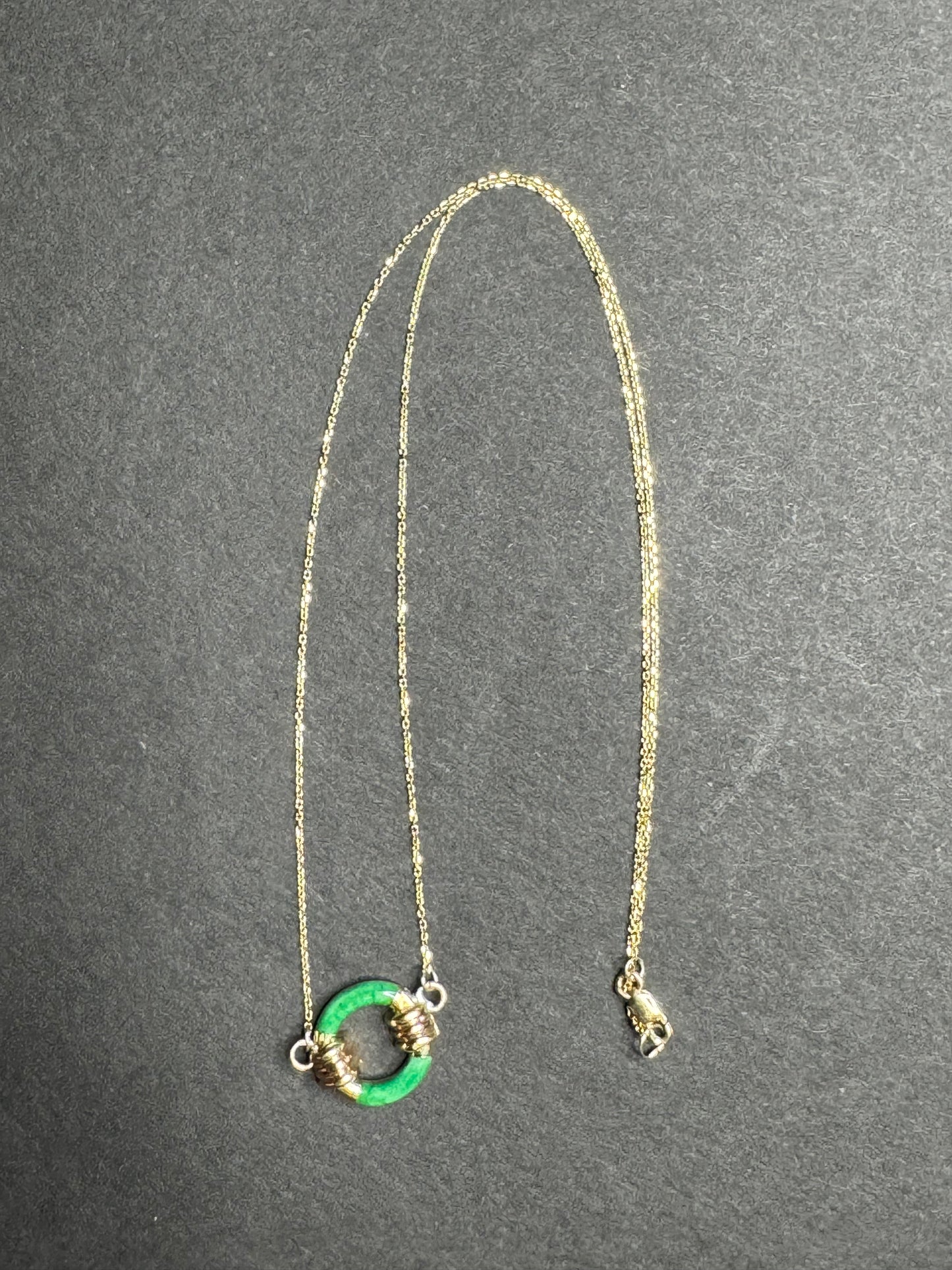 14k Art Deco Malachite Necklace