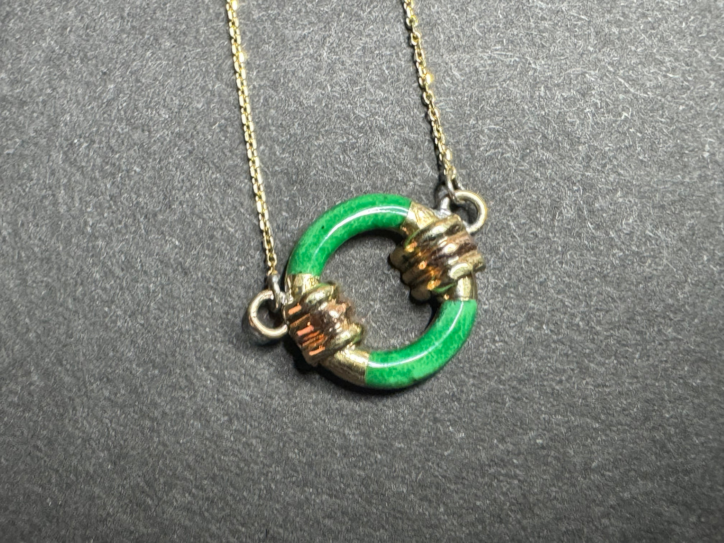 14k Art Deco Malachite Necklace