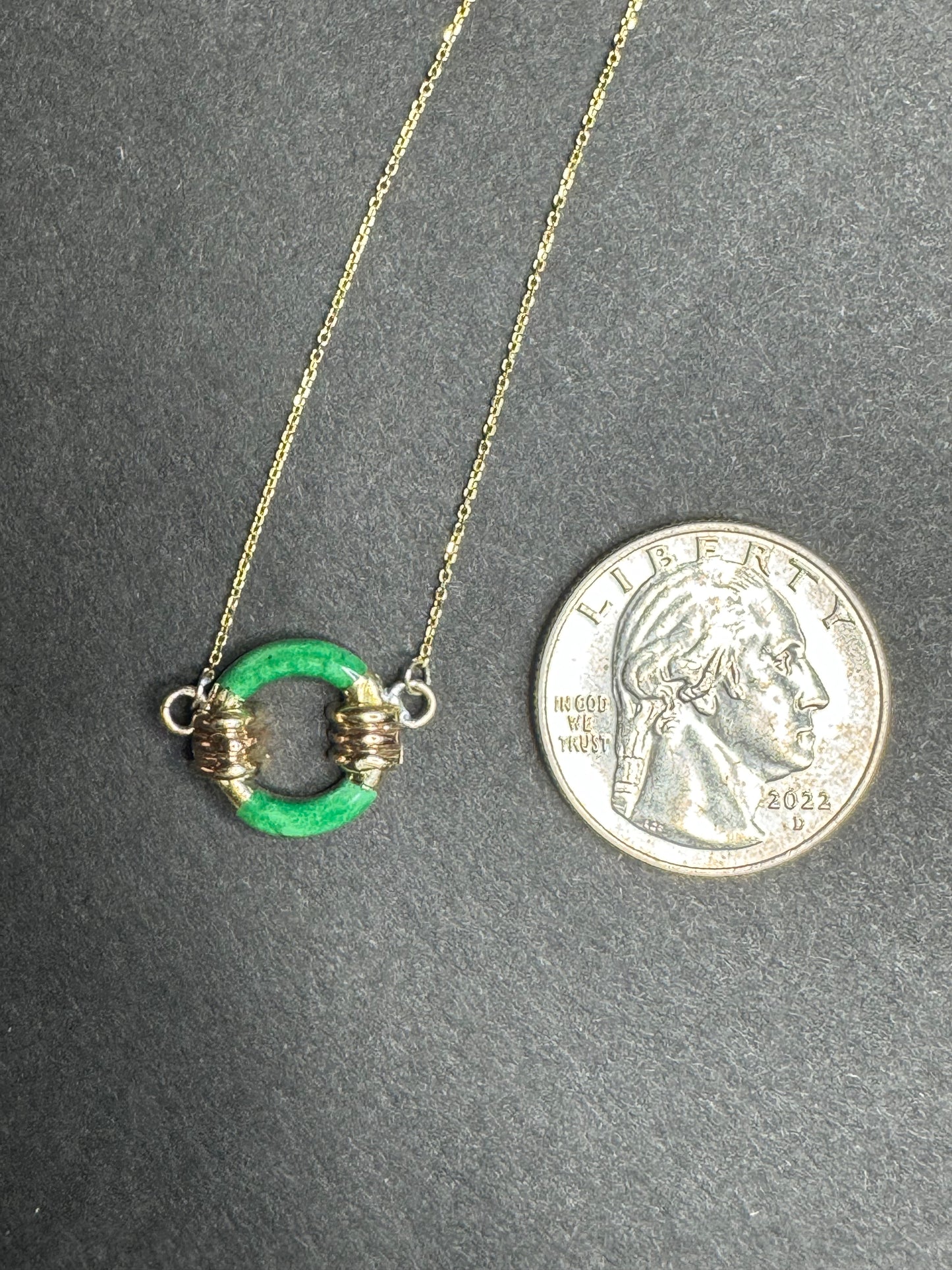 14k Art Deco Malachite Necklace