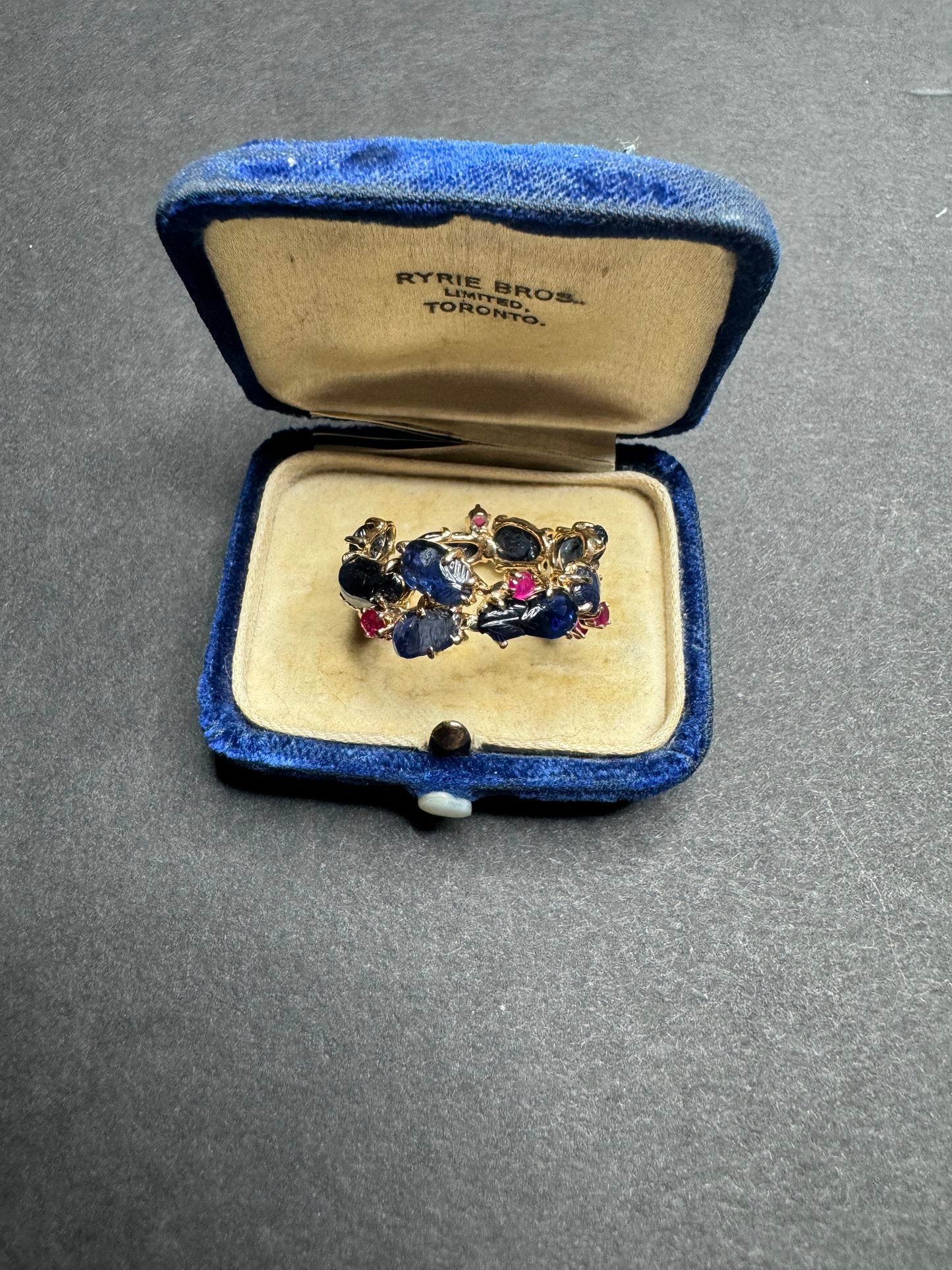 Carved Sapphire and Ruby 14K Eternity Band