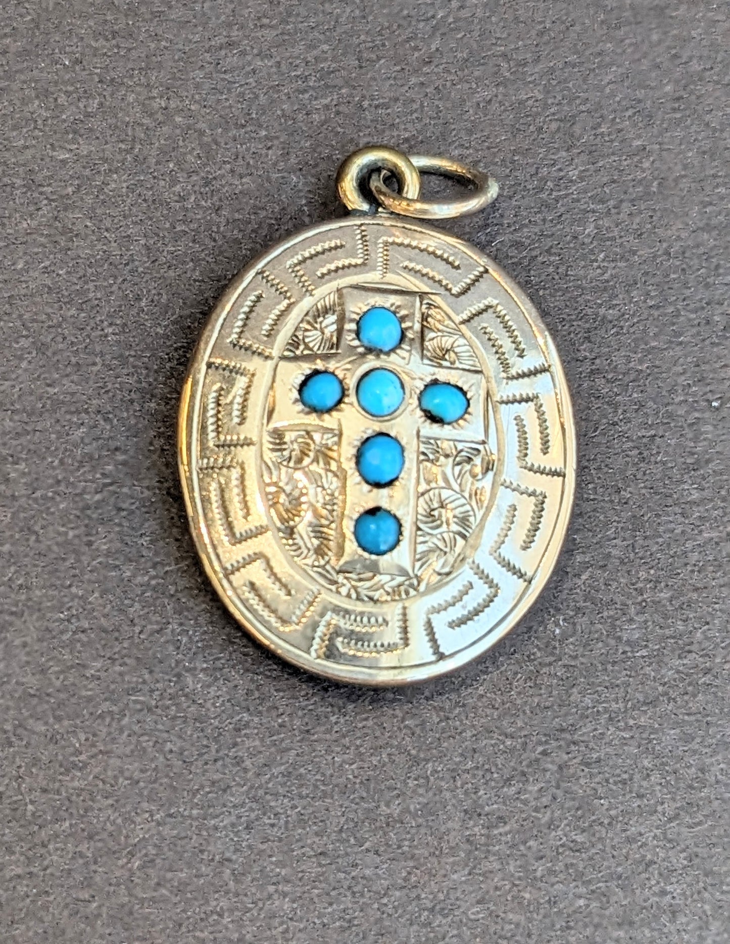 9k Turquoise Locket with Photograph Circa 1910