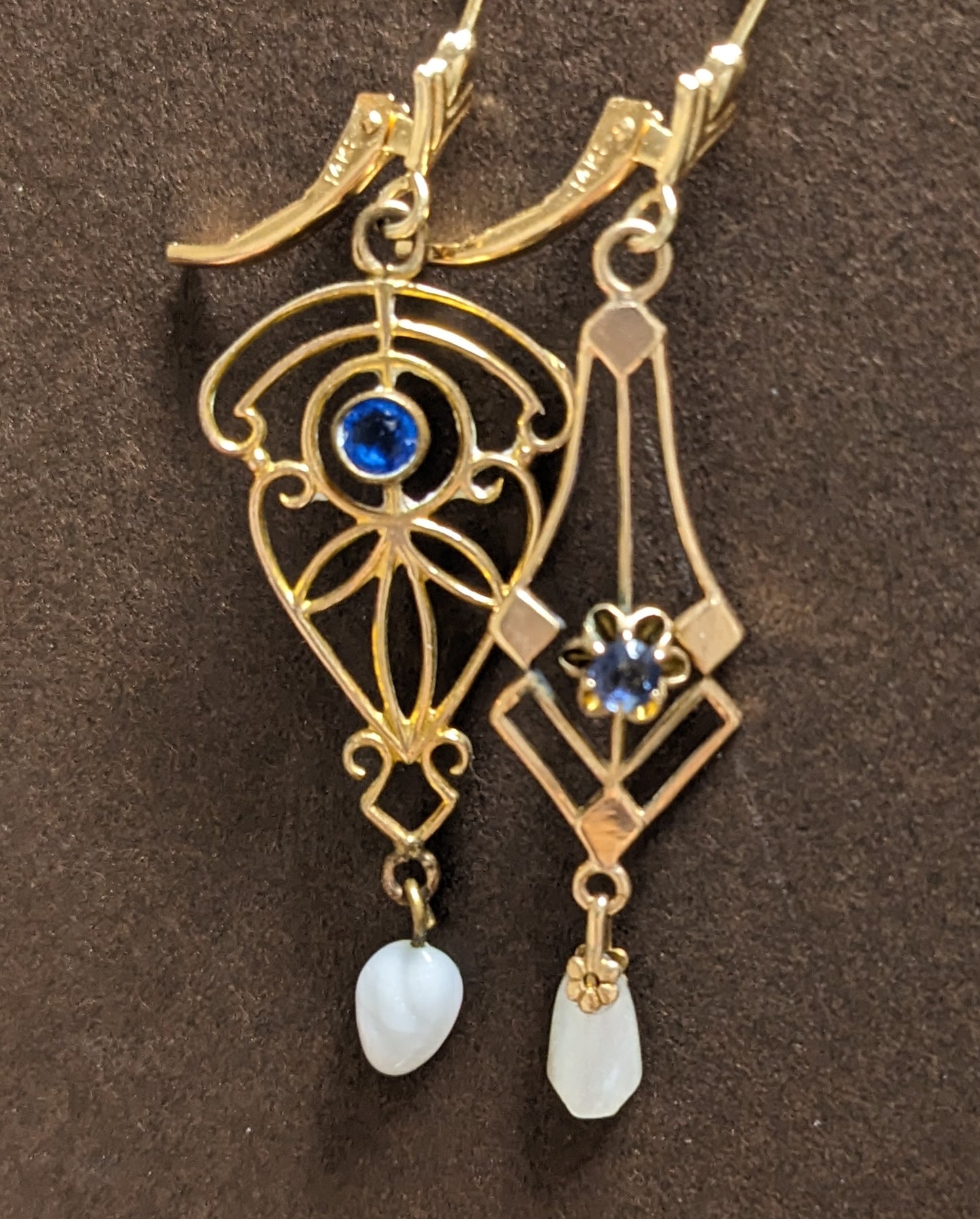14k Sapphire dangle earrings