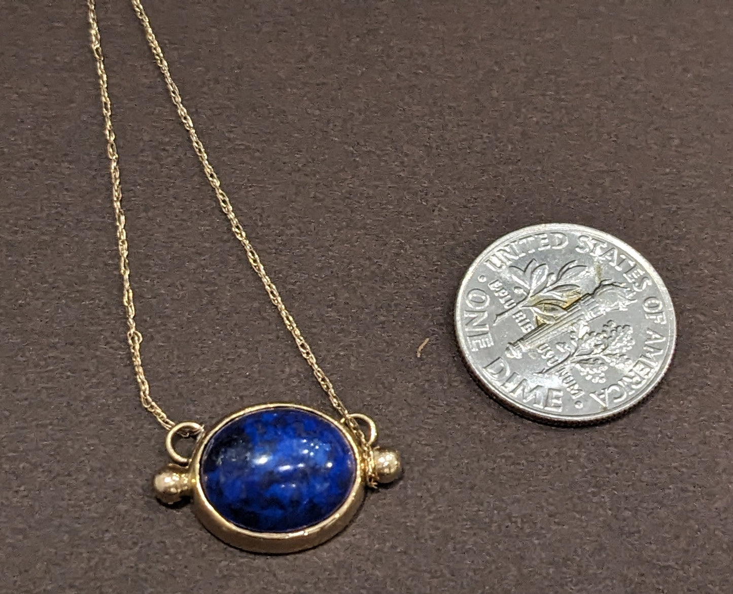 14Kt Lapis Oval pendant with 18" chain