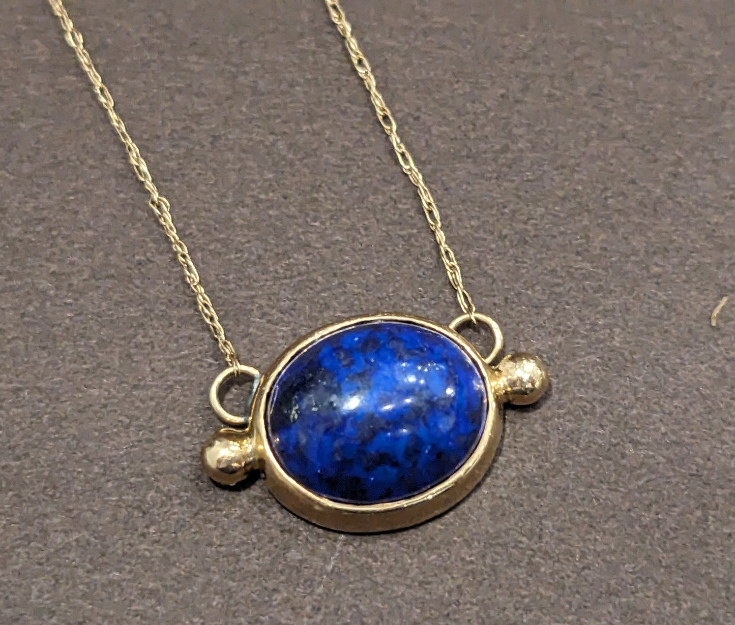 14Kt Lapis Oval pendant with 18" chain