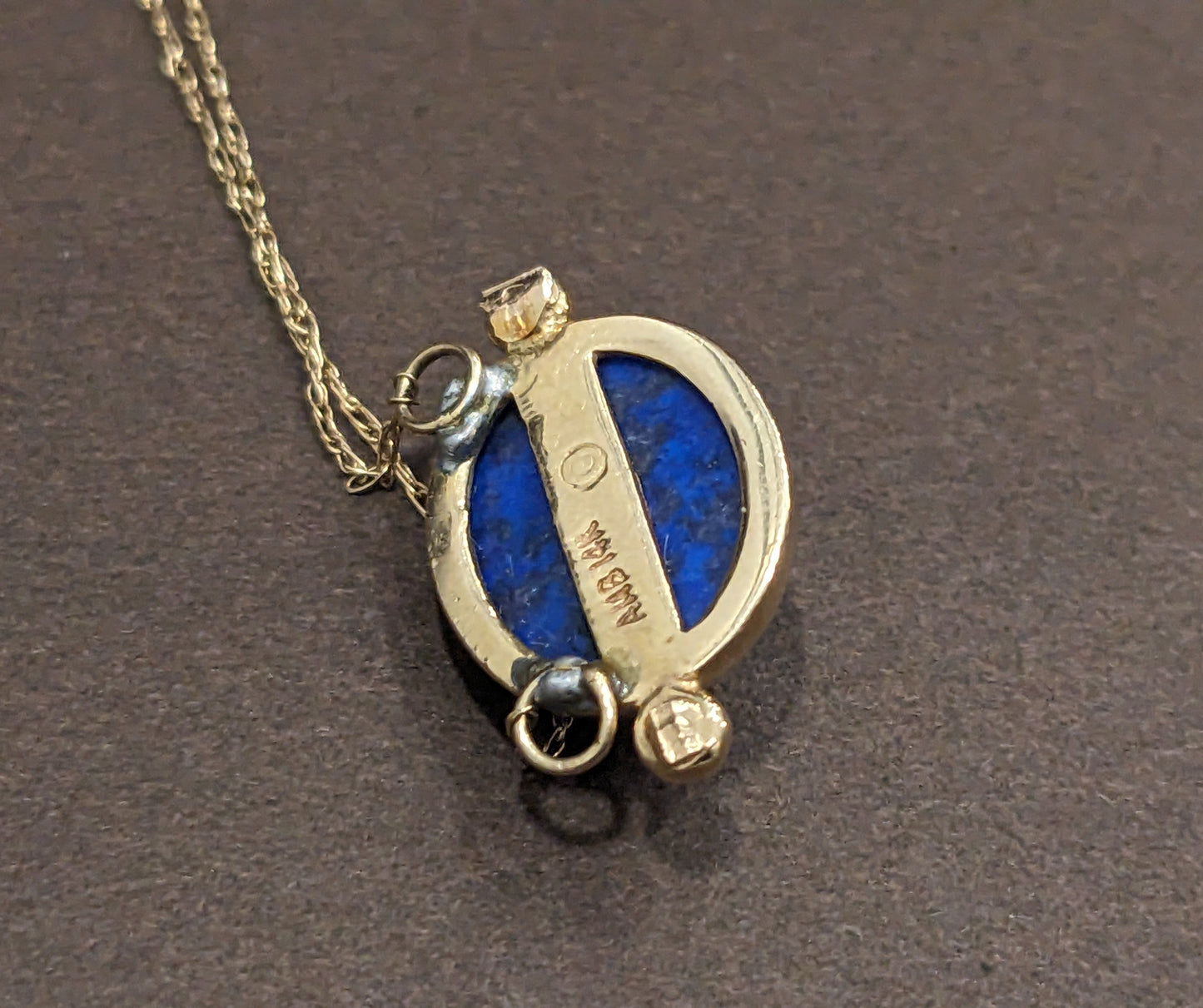 14Kt Lapis Oval pendant with 18" chain