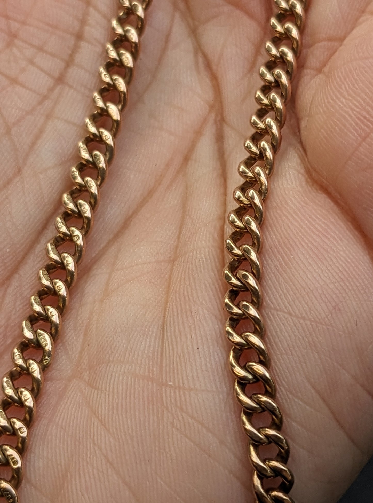 9k Gold Watch Chain with Double Dog Clips