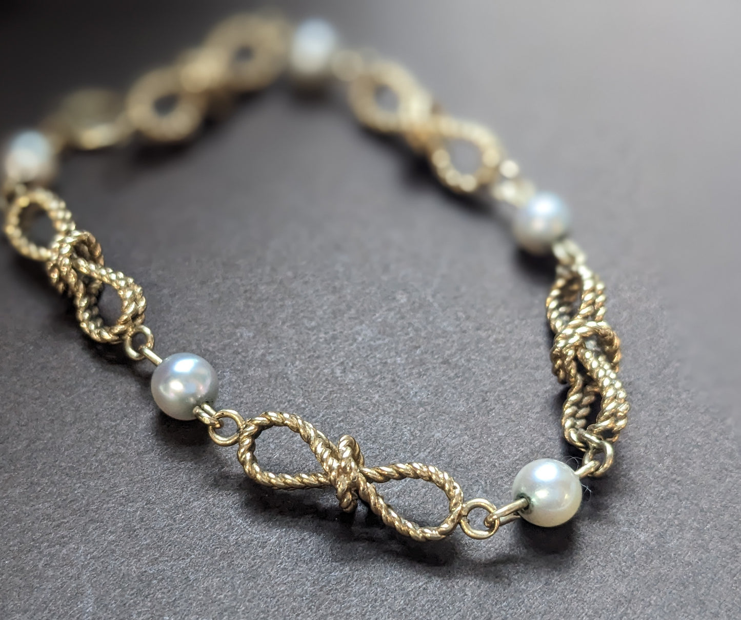 14k rope style bracelet with pearls