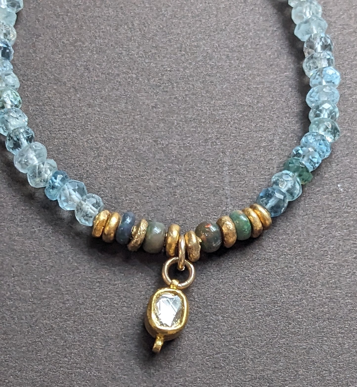 Aquamarine Necklace with Diamond