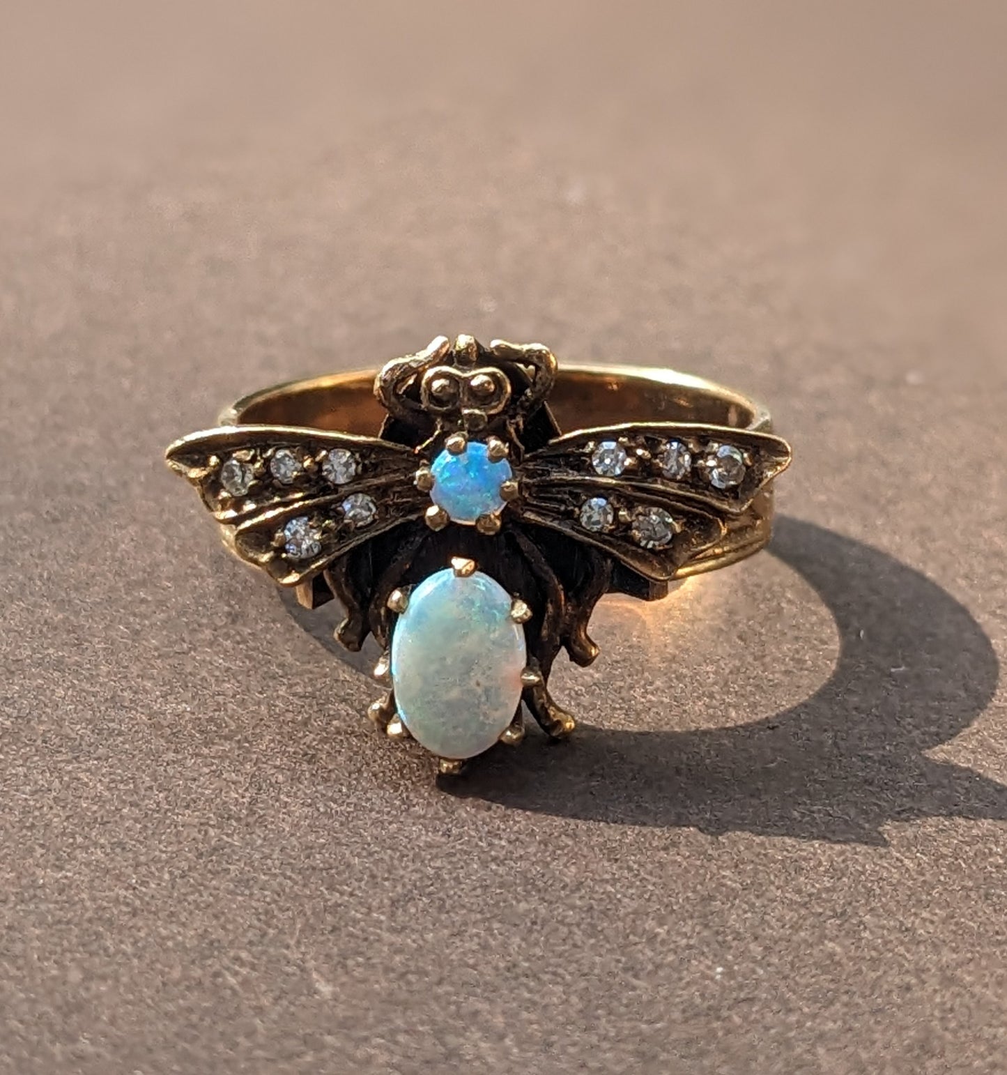 Opal and Diamond Bug Ring
