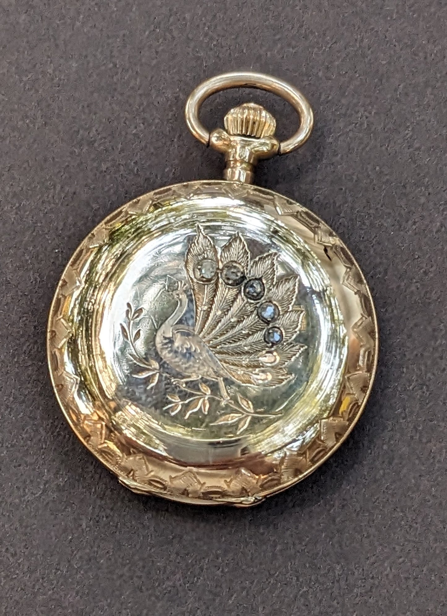 Engraved Diamond Pocket Watch