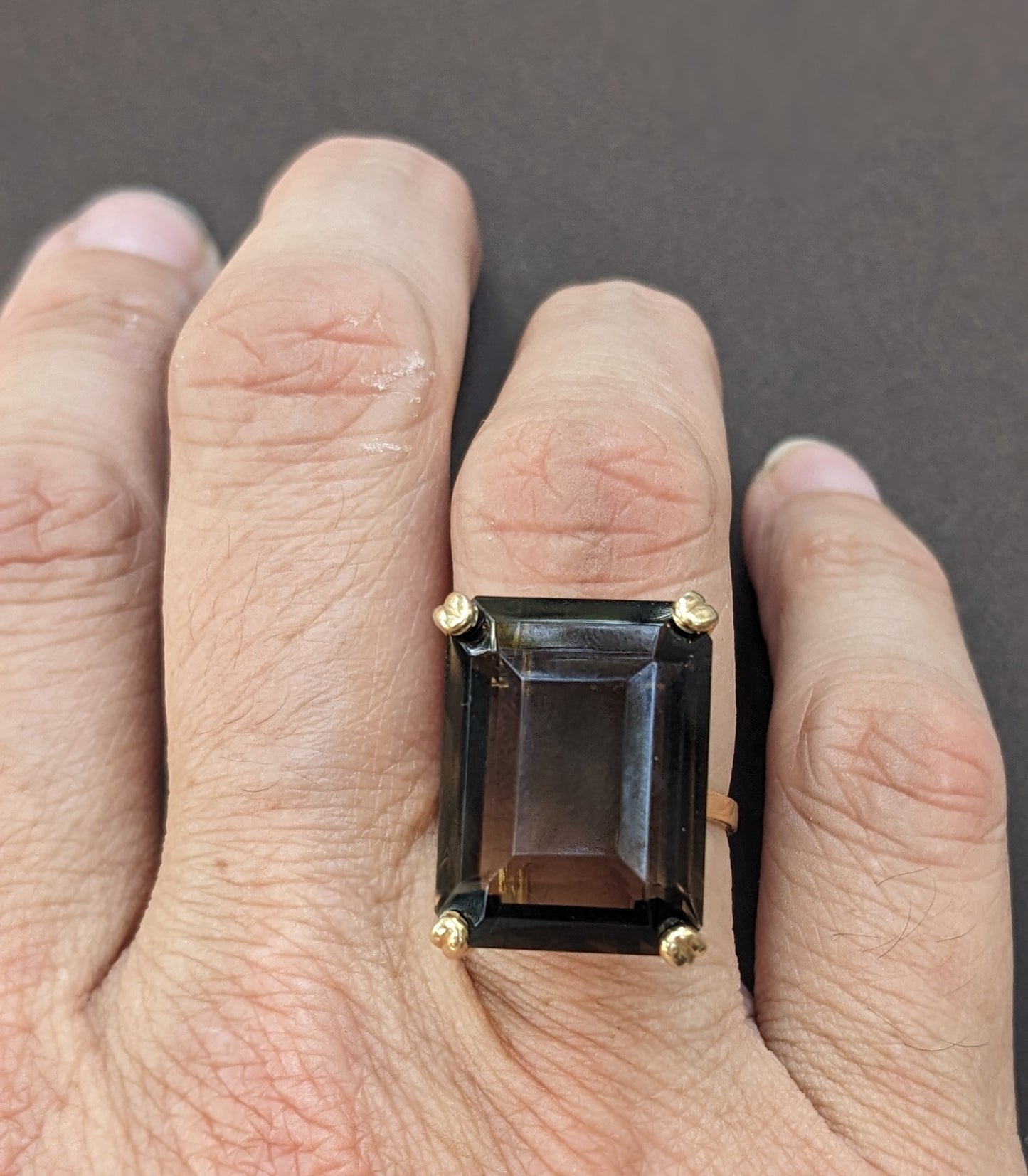 Smokey Quartz Cocktail Gold Ring