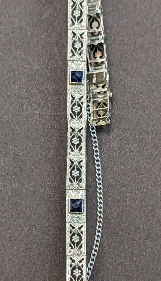 Gold and Sapphire Filigree Bracelet
