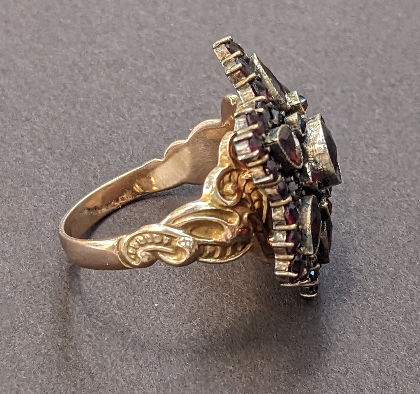 Bohemian Garnet Gold Ring