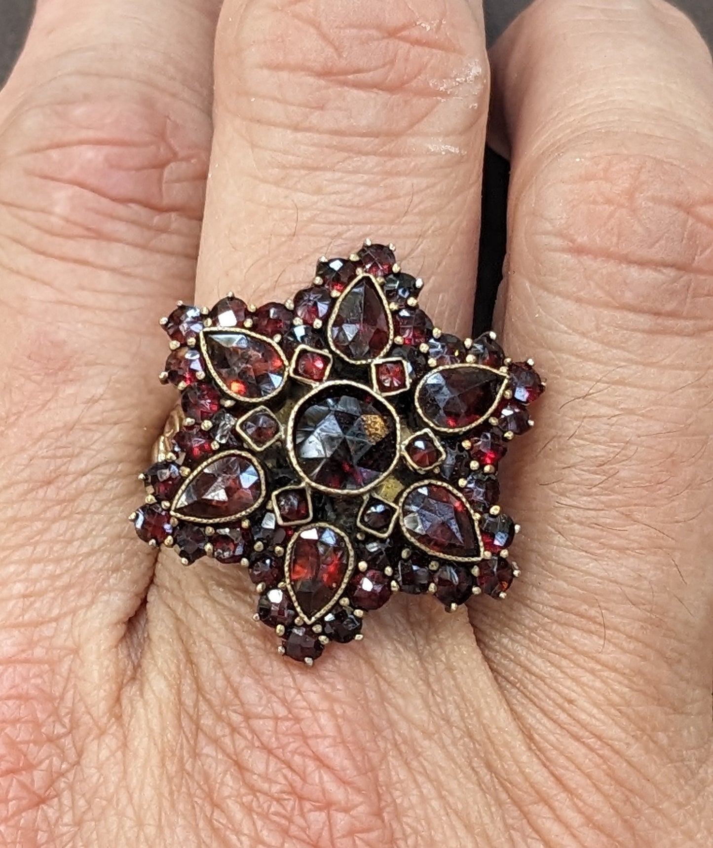 Bohemian Garnet Gold Ring