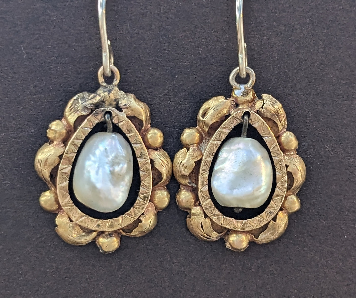 Gold and Natural Pearl Earrings