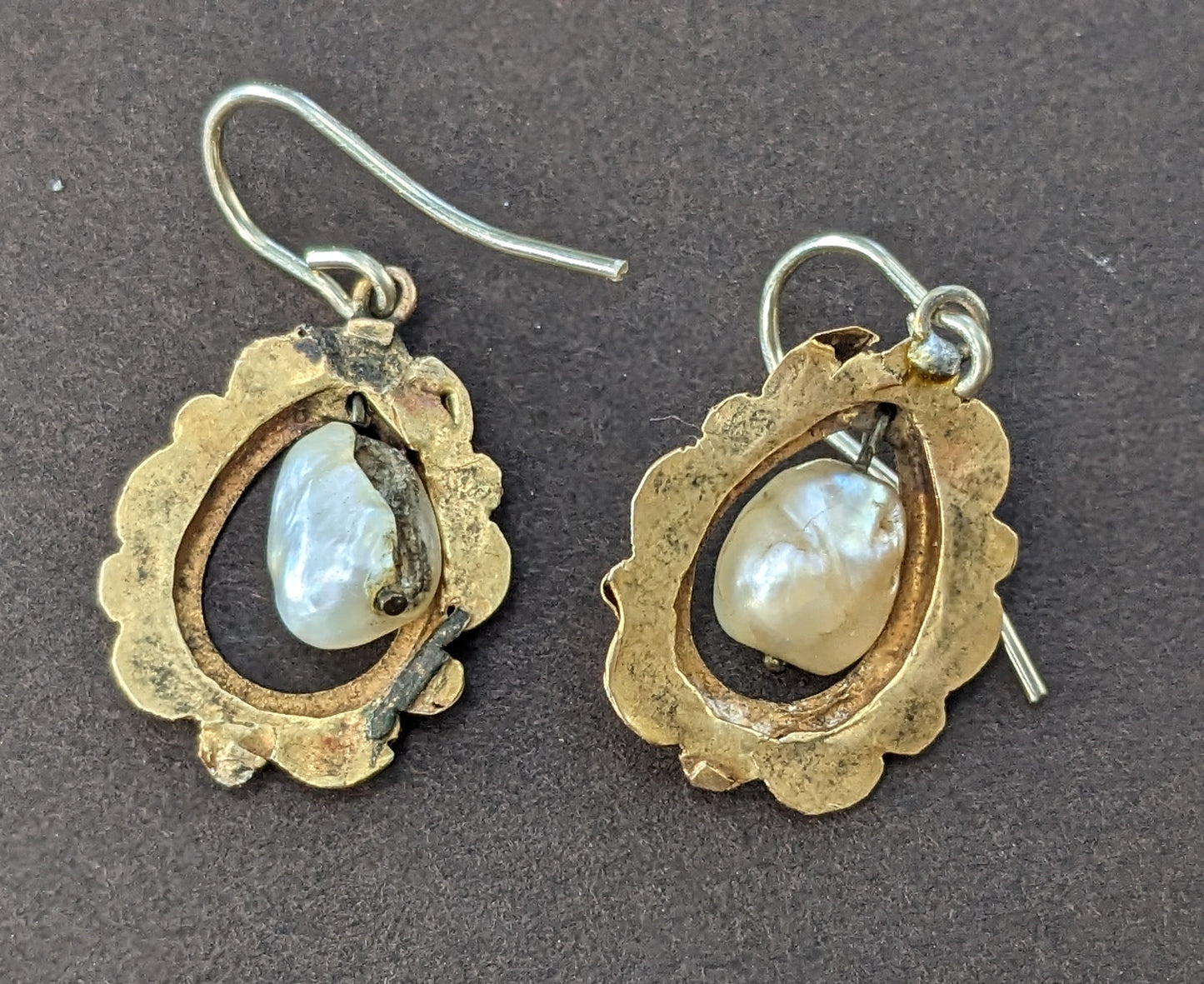 Gold and Natural Pearl Earrings