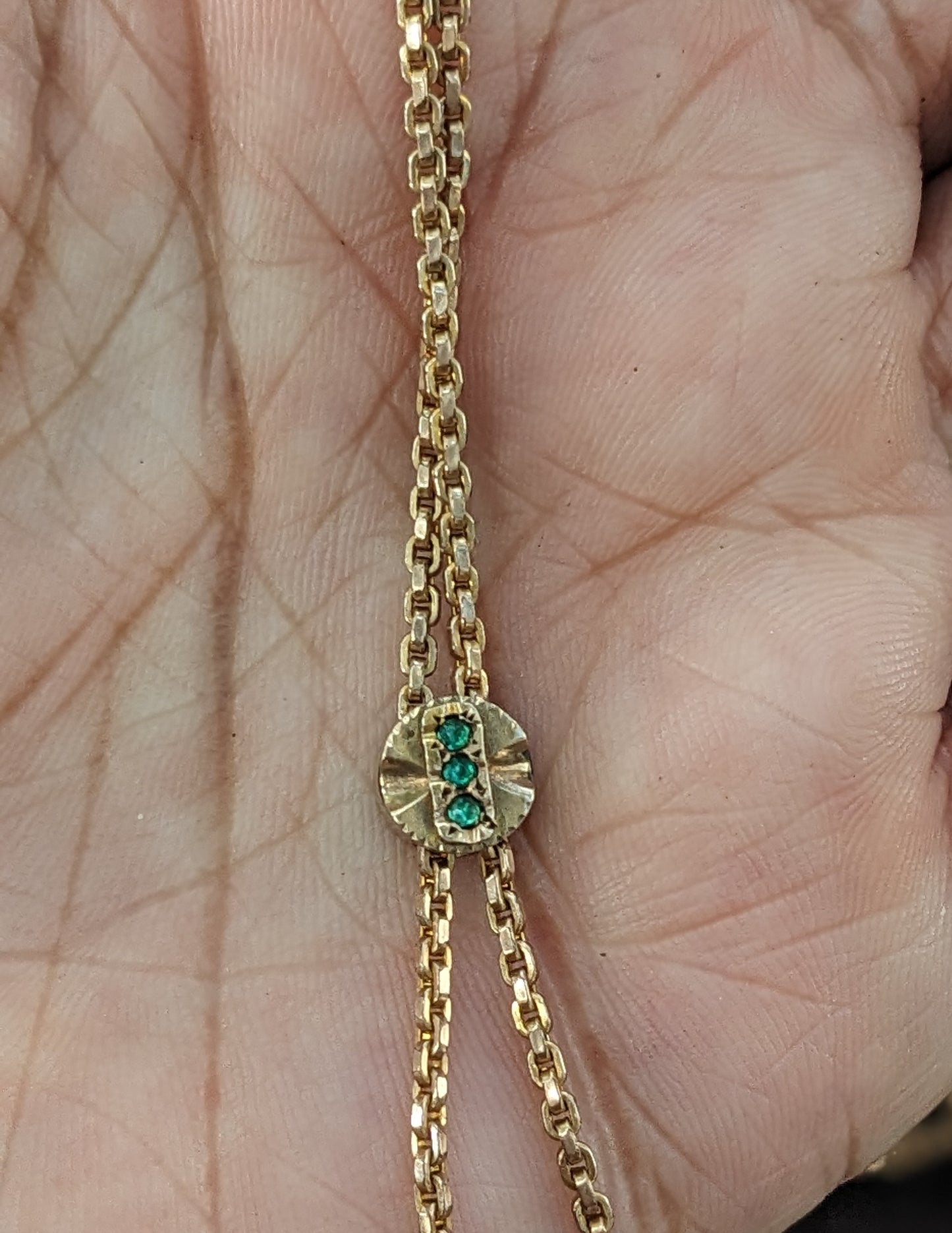 Gold Guard Chain with Emerald Slide