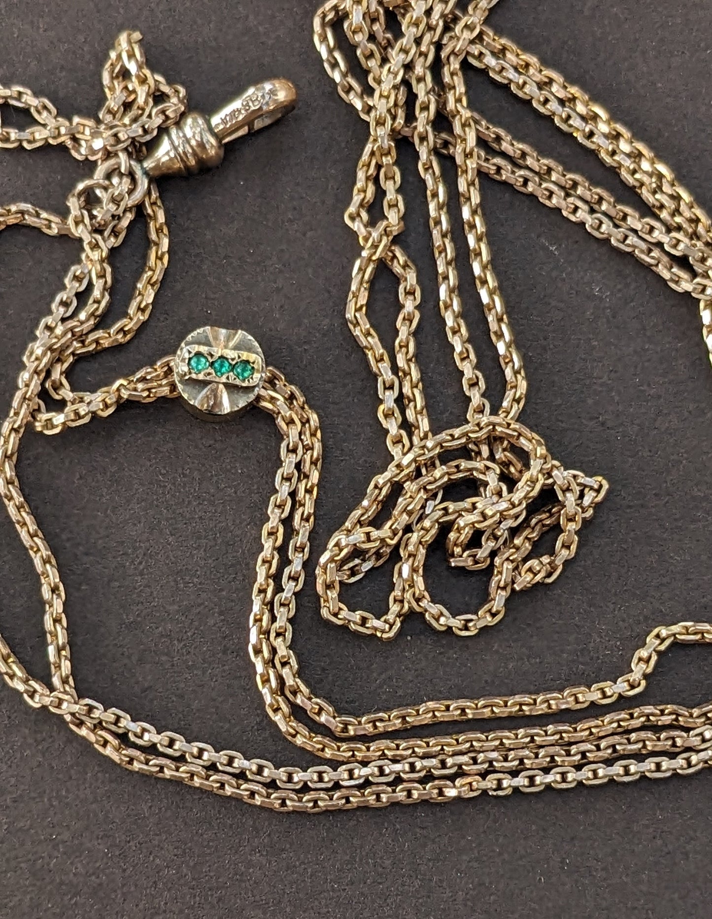 Gold Guard Chain with Emerald Slide