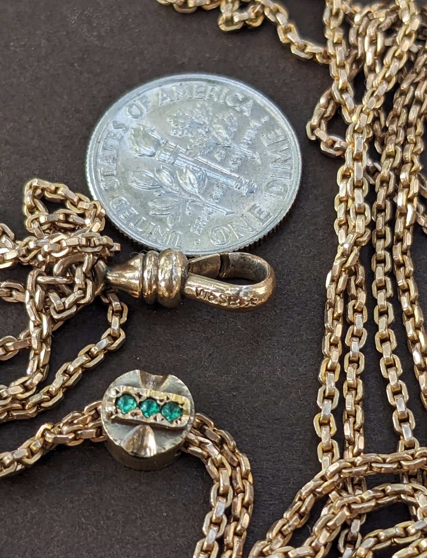 Gold Guard Chain with Emerald Slide