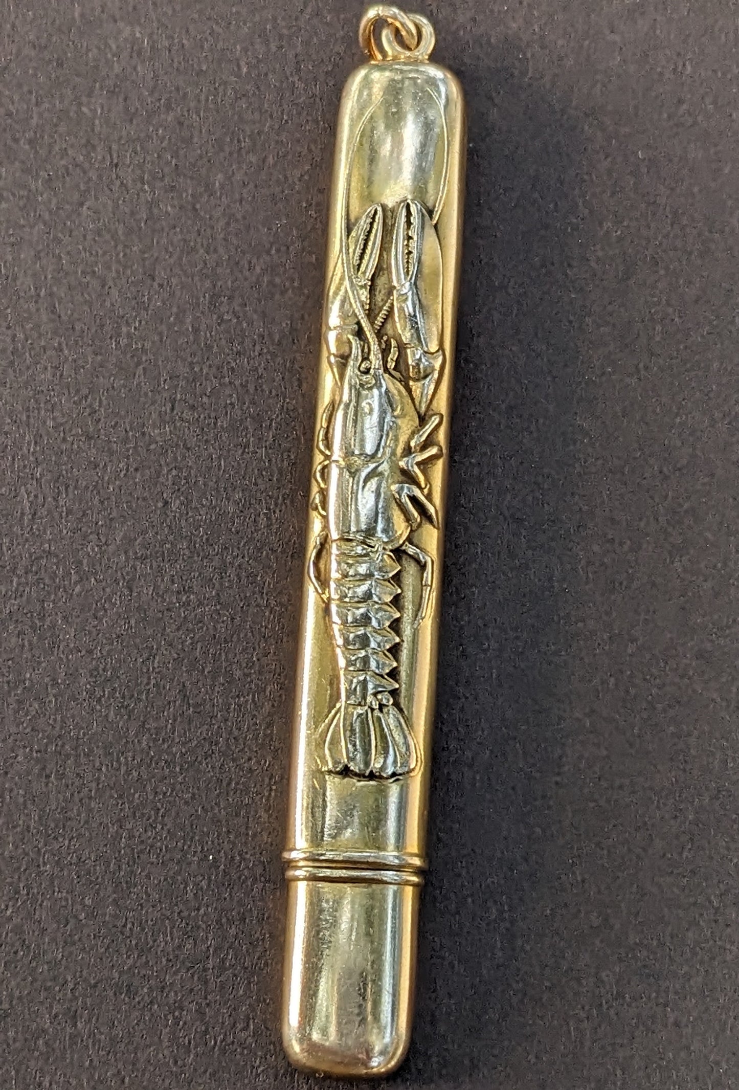 14k Repousse Lobster Pencil Pendant