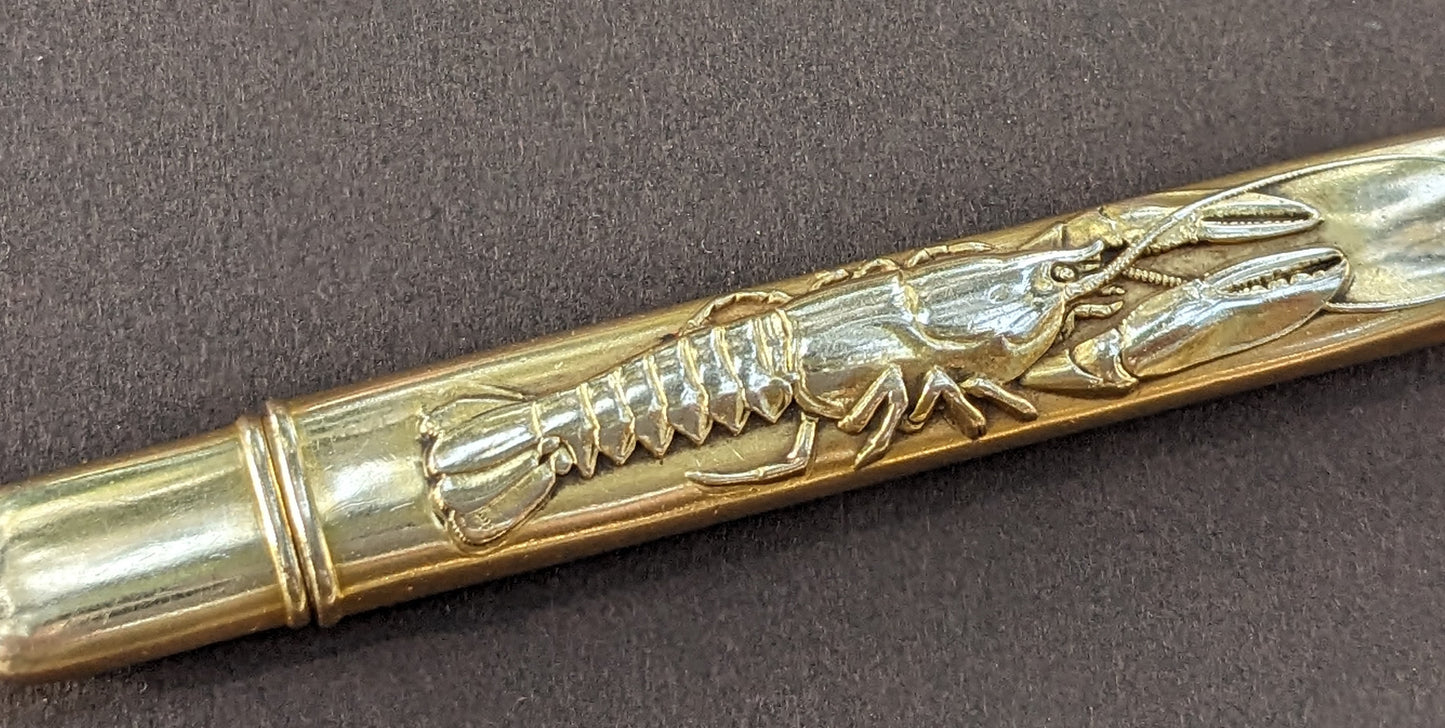 14k Repousse Lobster Pencil Pendant