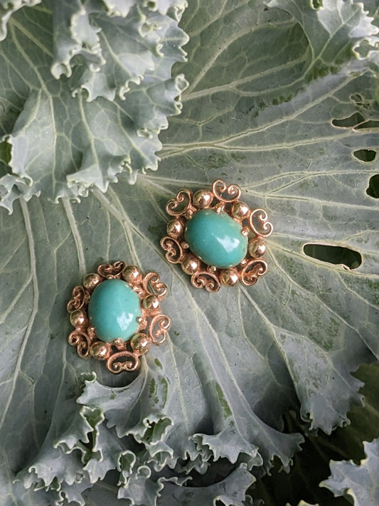 Turquoise and gold stud earrings