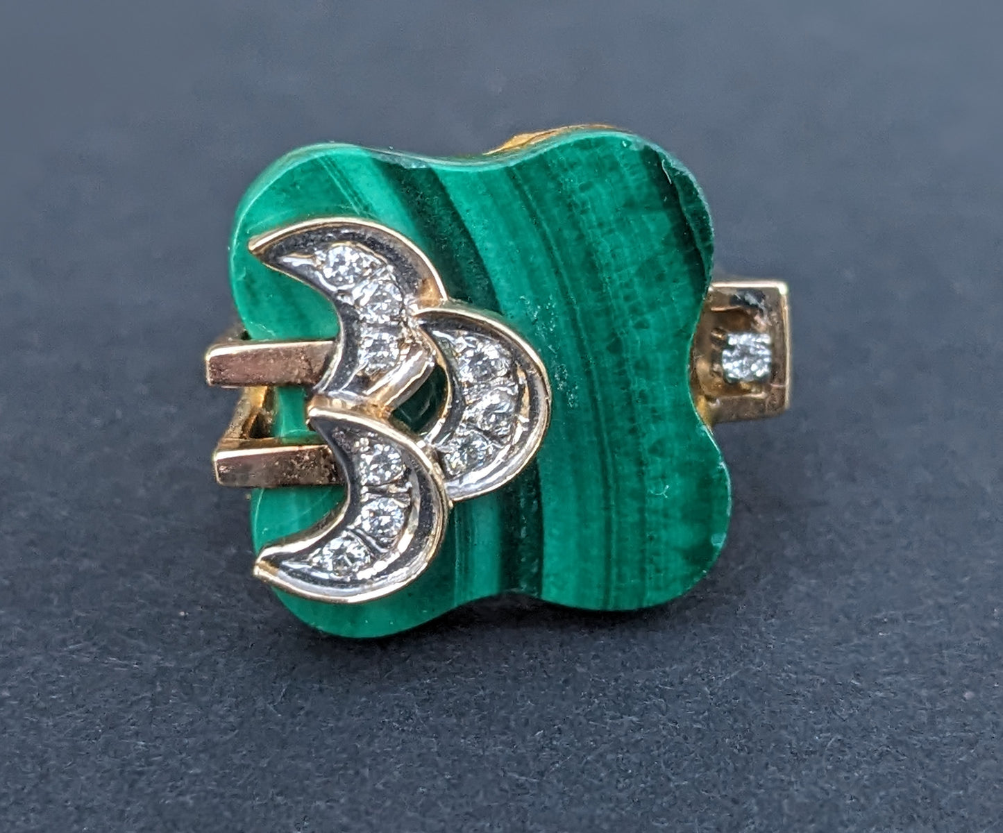 18K Malachite and Diamond Ring