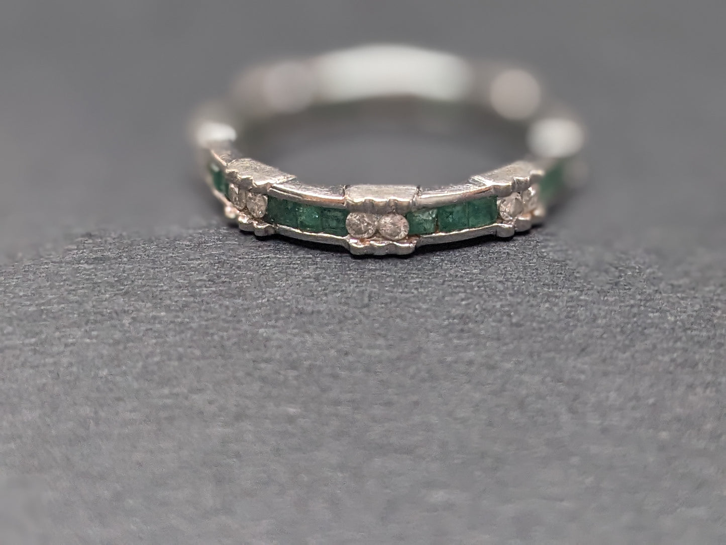 14k emerald and diamond eternity band