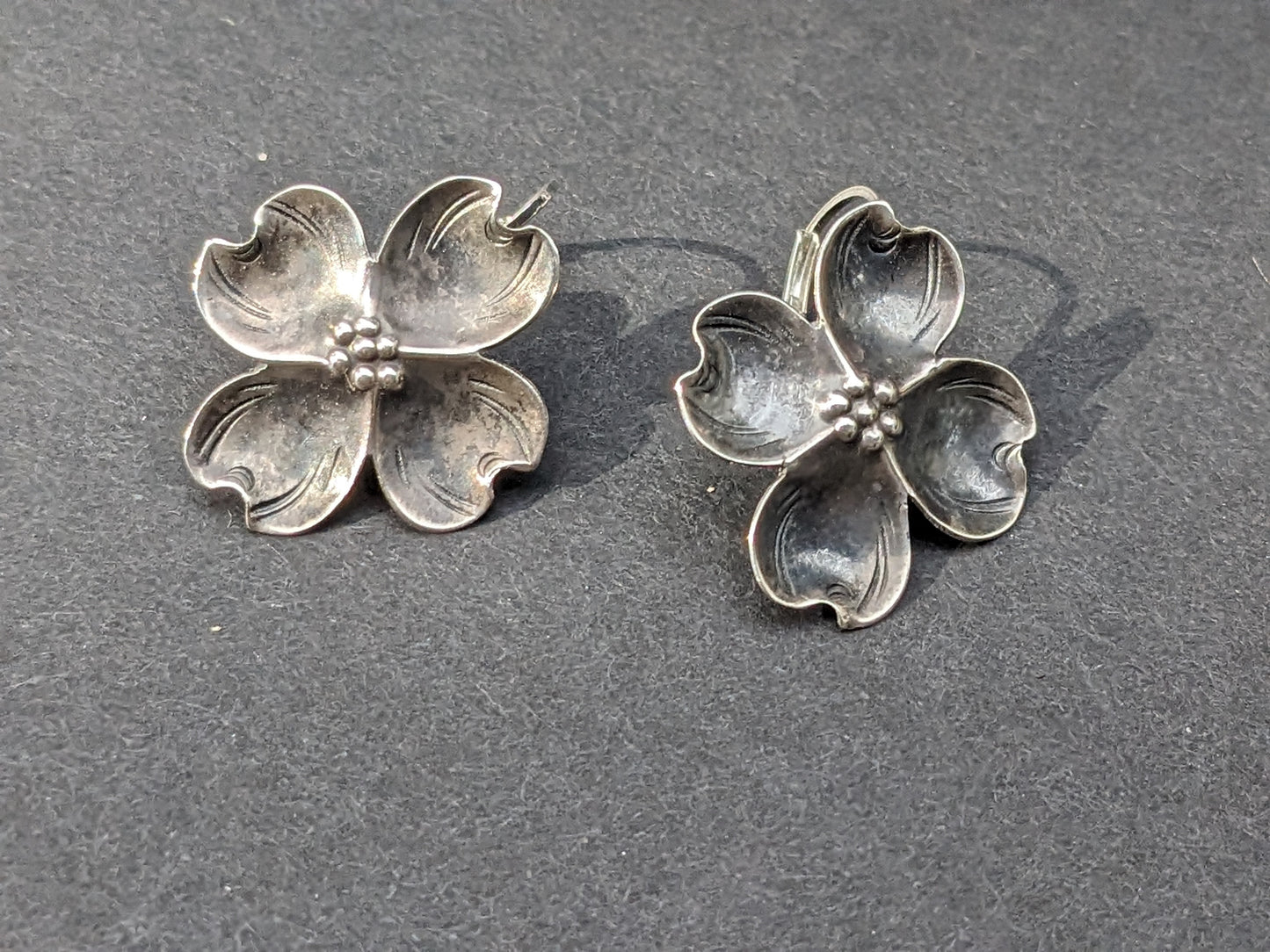 Sterling Magnolia Flower Earrings