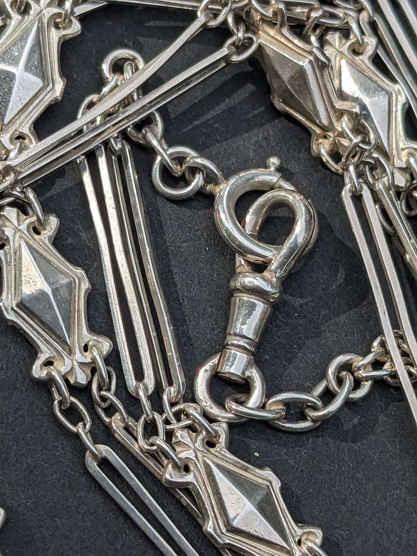 Sterling Guard Chain 1920's with Dog Clip