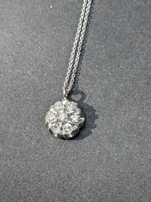 14K Diamond Flower Cluster Necklace