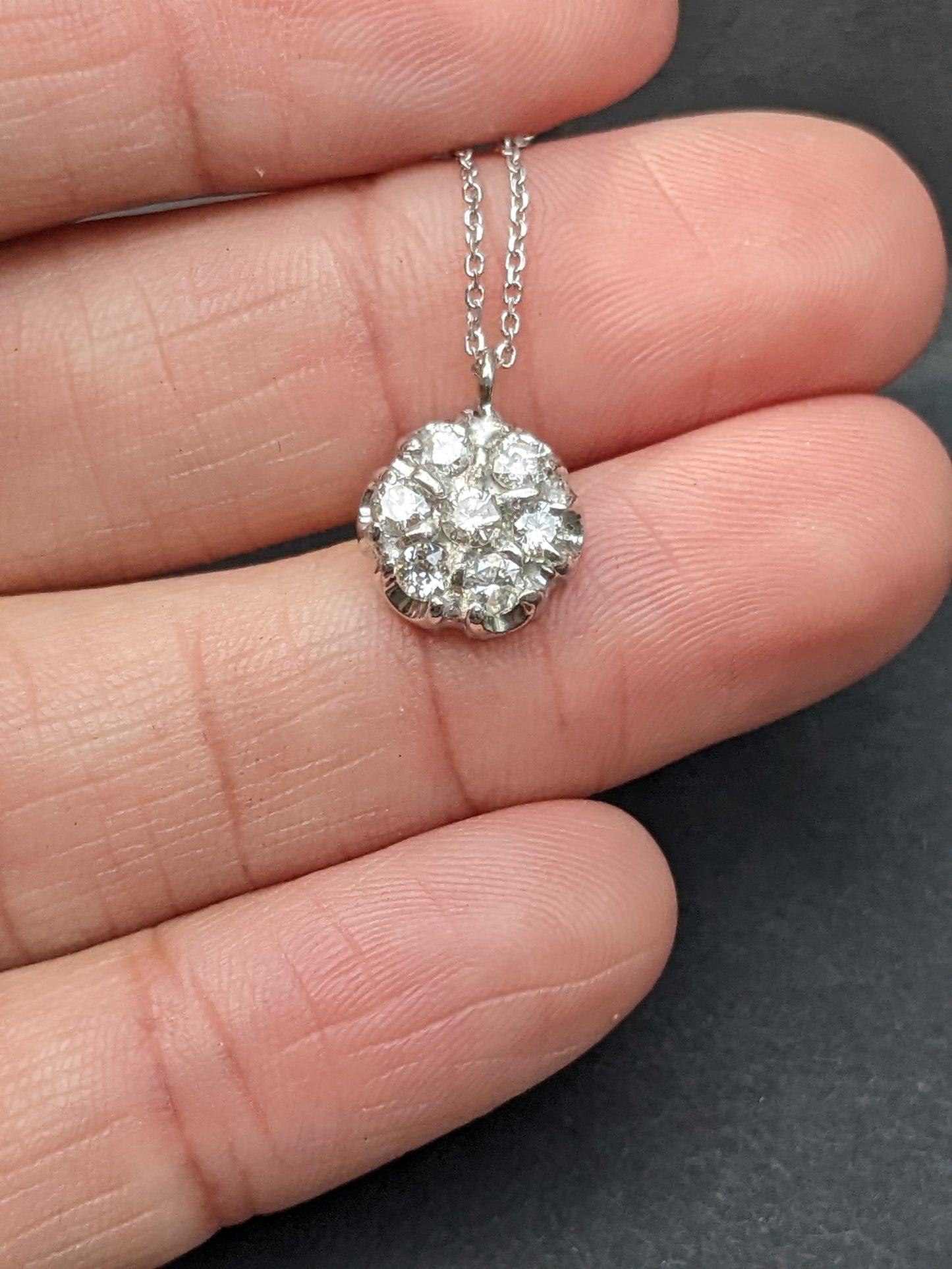 14K Diamond Flower Cluster Necklace