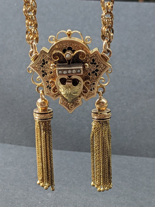 Victorian Double Tassel Double Albert Necklace